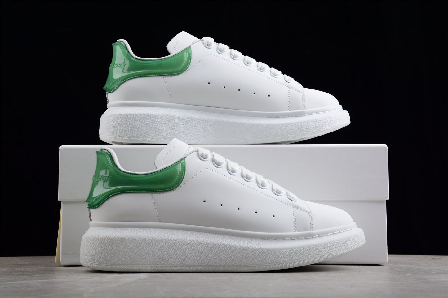 Alexander McQueen white satin green