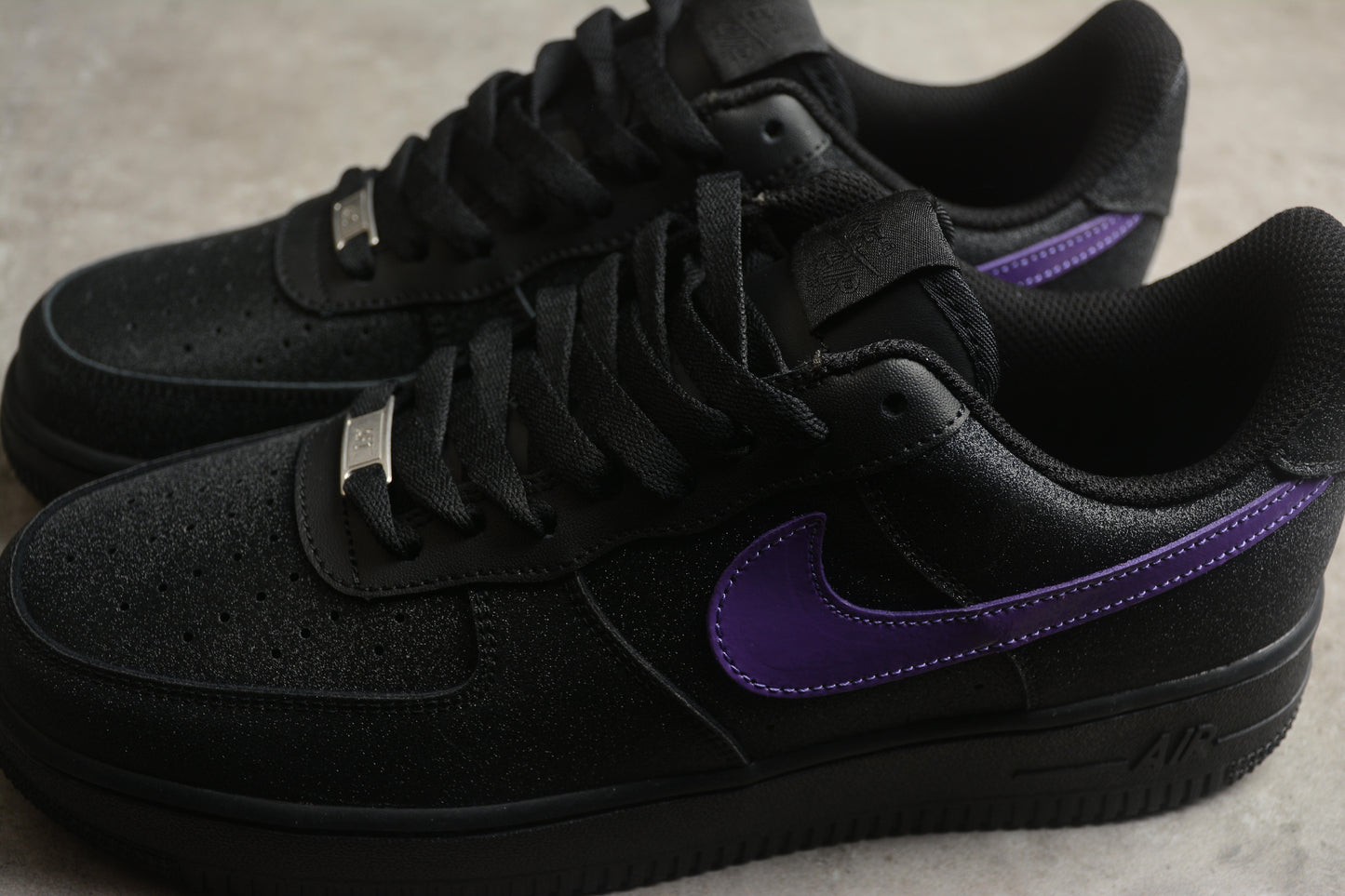 Air Force 1 black purple swoosh