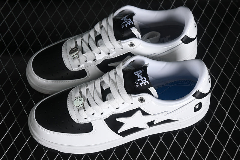 BAPE STA leather black white