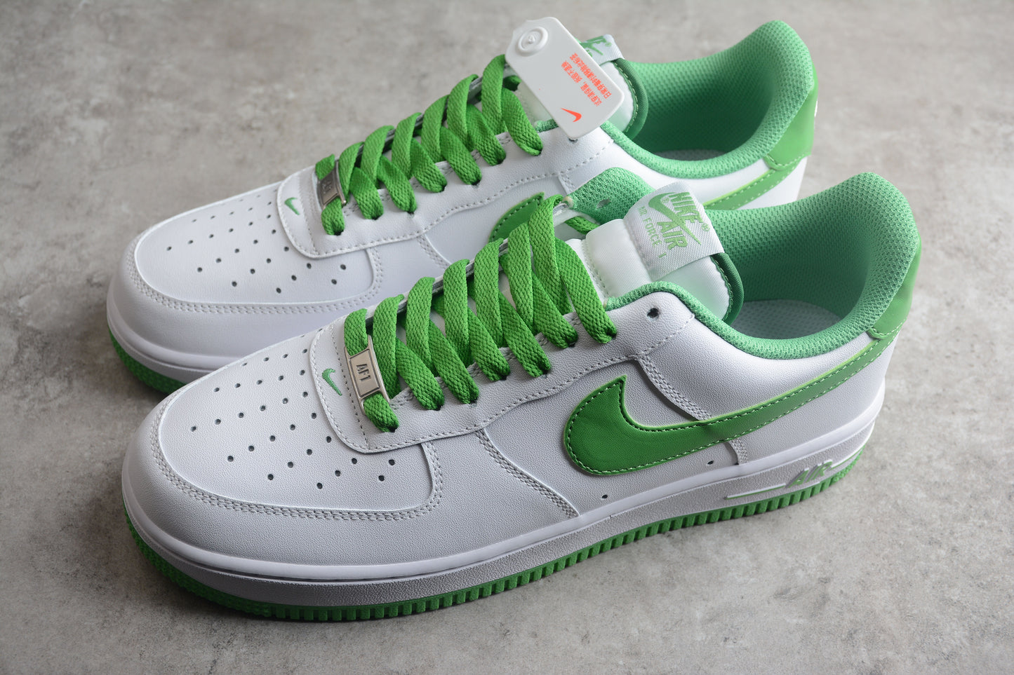 Air Force 1 white green swoosh