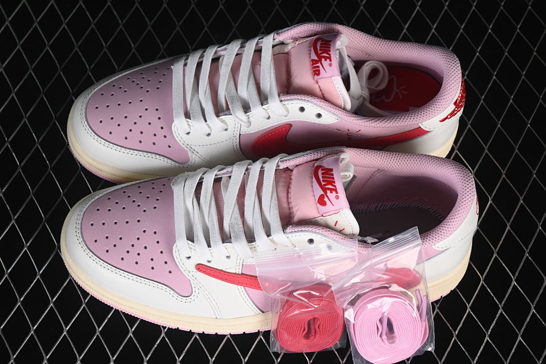Jordan 1 Low x Travis Scott pink red swoosh