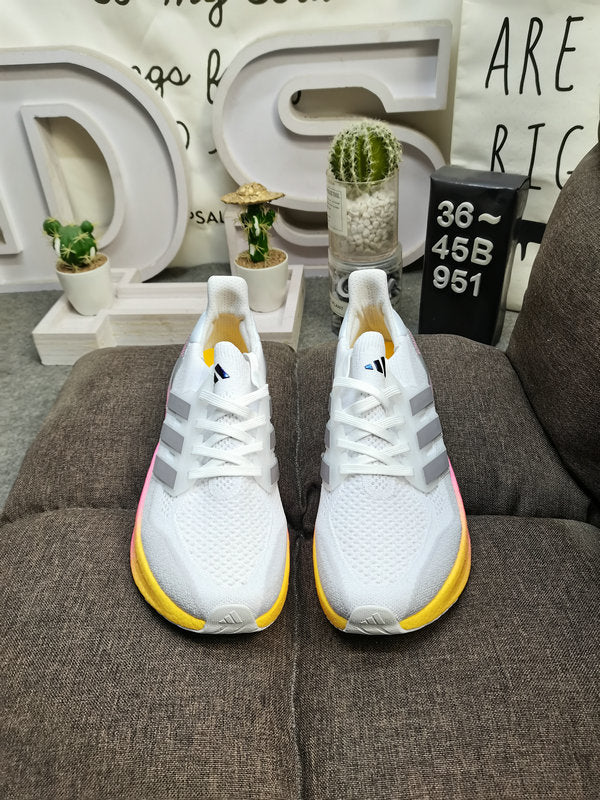UltraBoost white grey rainbow