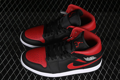 Jordan 1 Mid black red