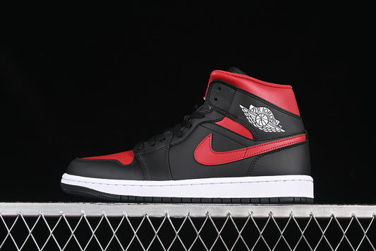 Jordan 1 Mid black red