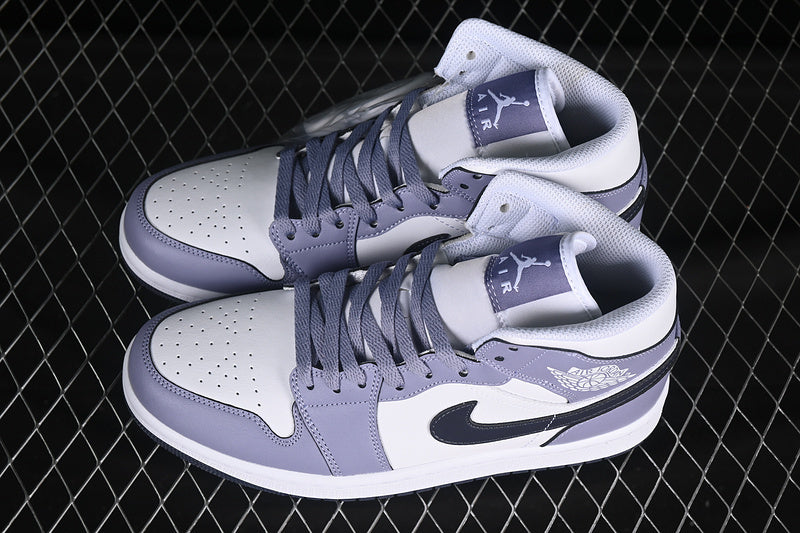 Jordan 1 Mid white purple