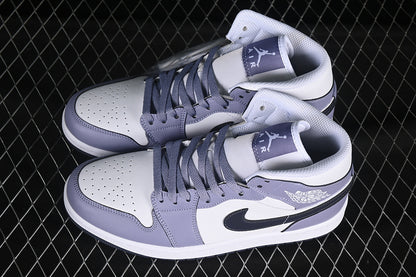 Jordan 1 Mid white purple