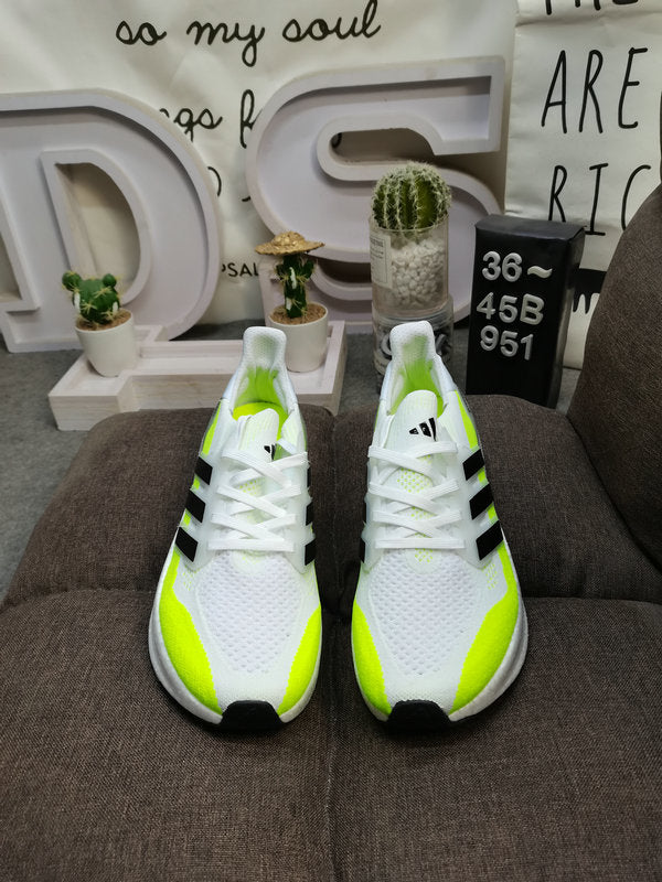 UltraBoost white black volt