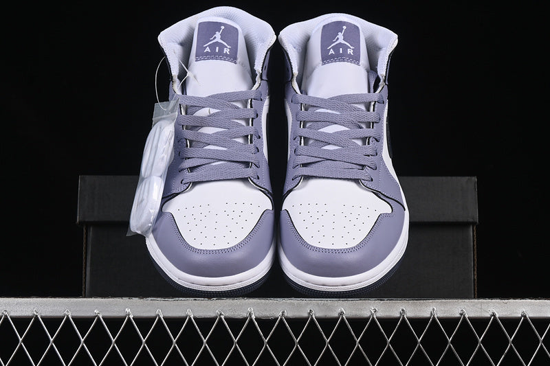 Jordan 1 Mid white purple