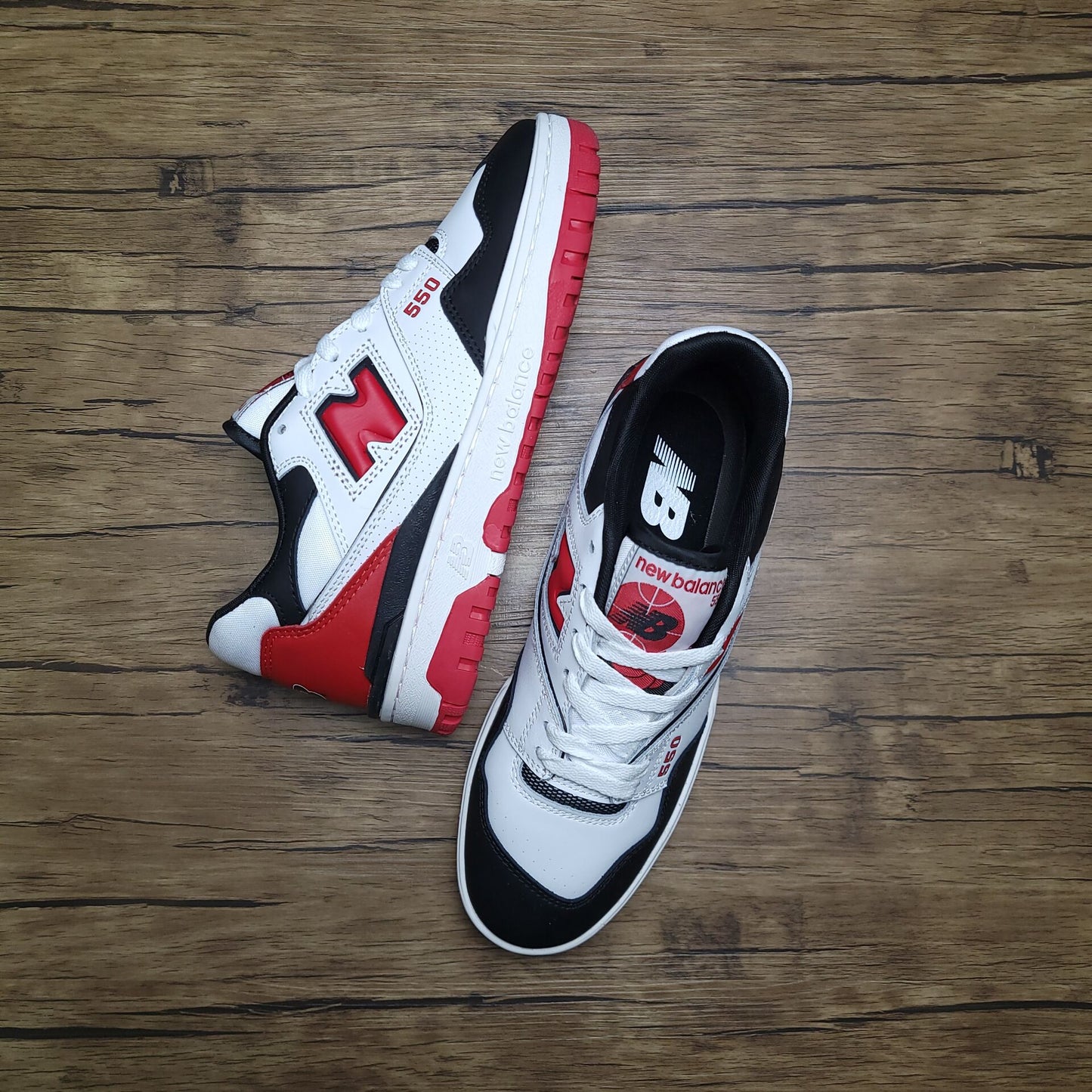 New Balance 550 white black red