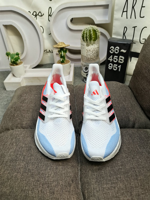 UltraBoost white red blue