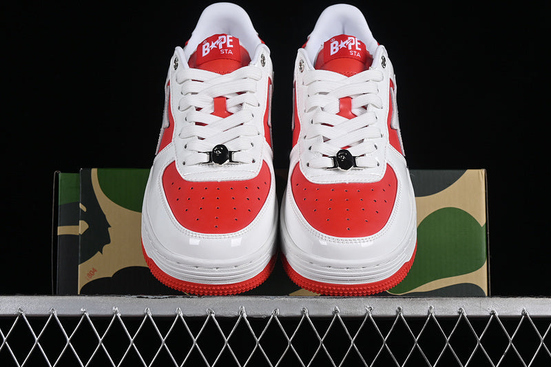 BAPE STA leather pack red white