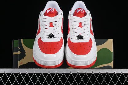BAPE STA leather pack red white