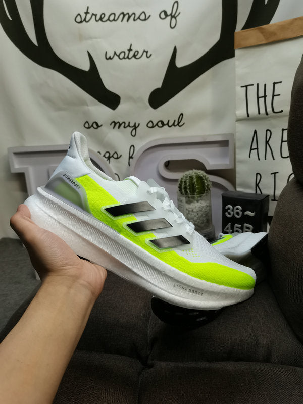 UltraBoost white black volt