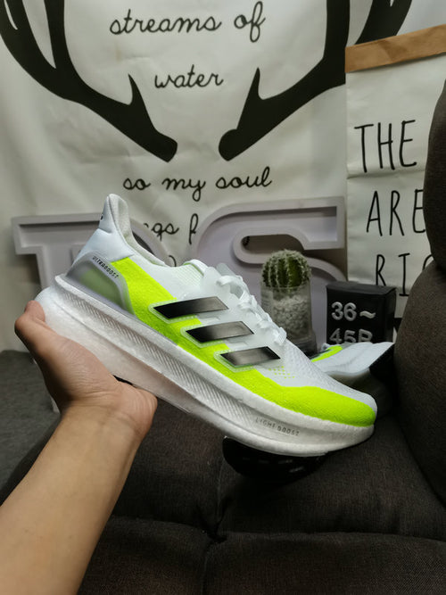 UltraBoost white black volt