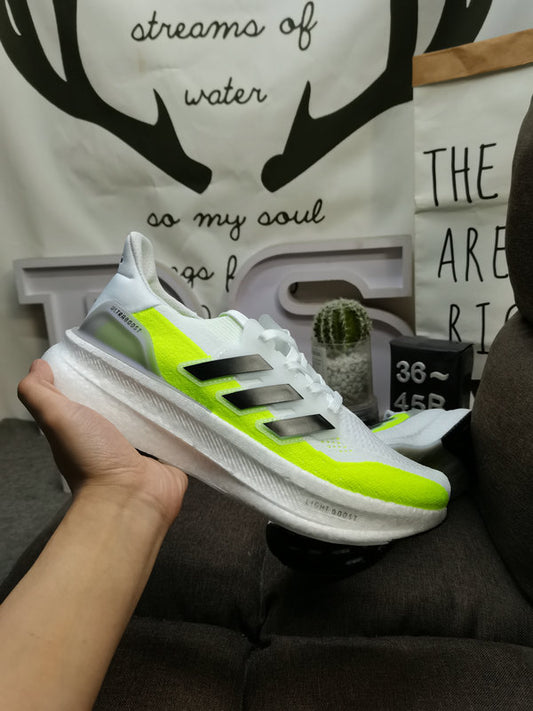 UltraBoost white black volt