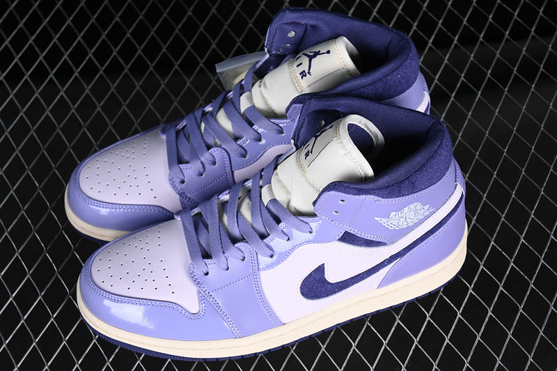 Jordan 1 Mid white purple