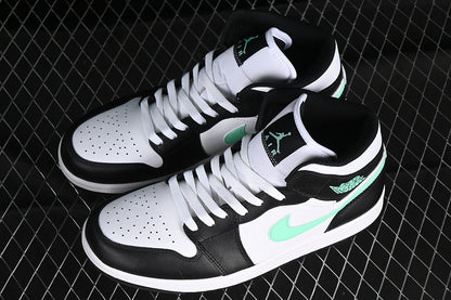 Jordan 1 Mid white black green glow