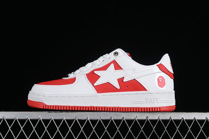 BAPE STA leather pack red white