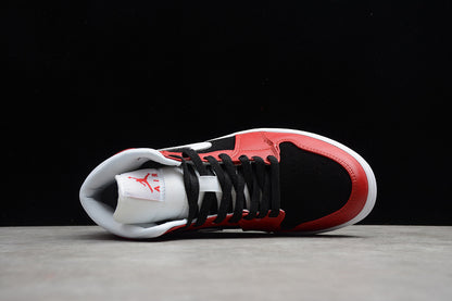 Jordan 1 Mid red black white