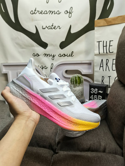 UltraBoost white grey rainbow