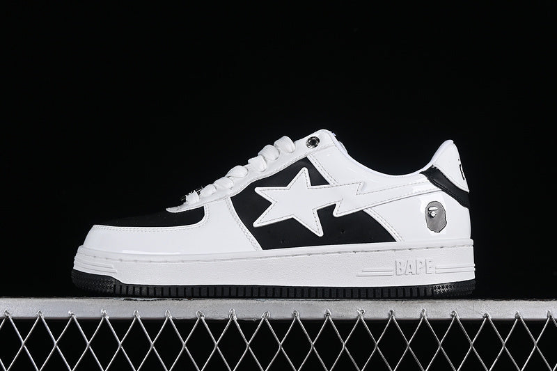 BAPE STA leather black white