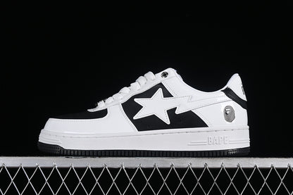 BAPE STA leather black white