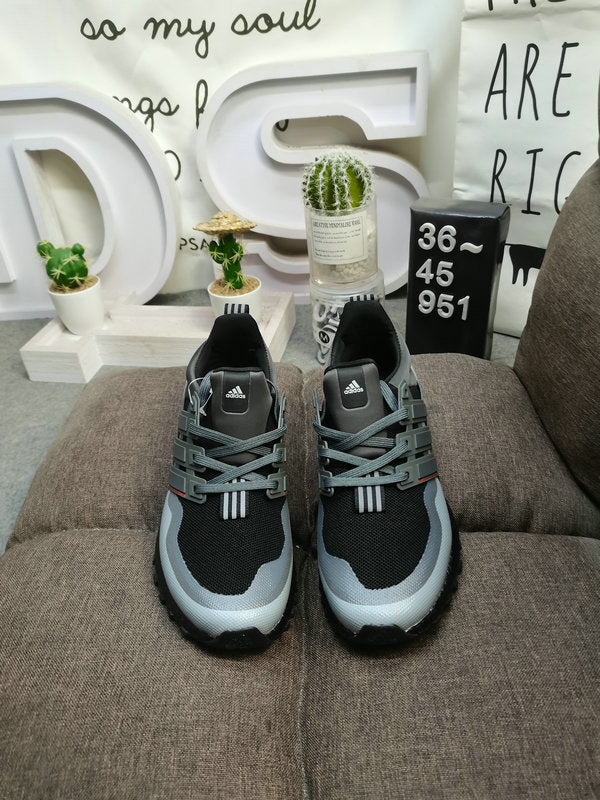 UltraBoost black grey salmon