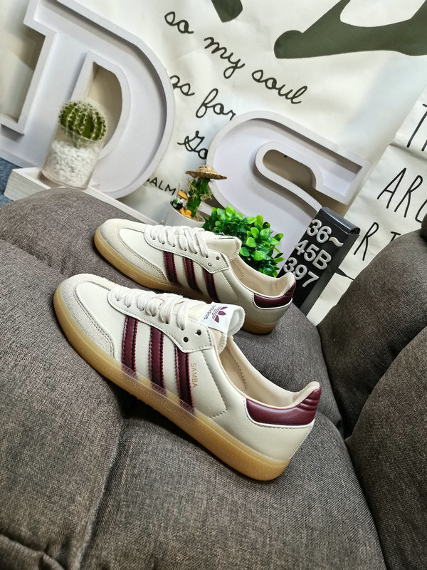Samba white beige burgundy