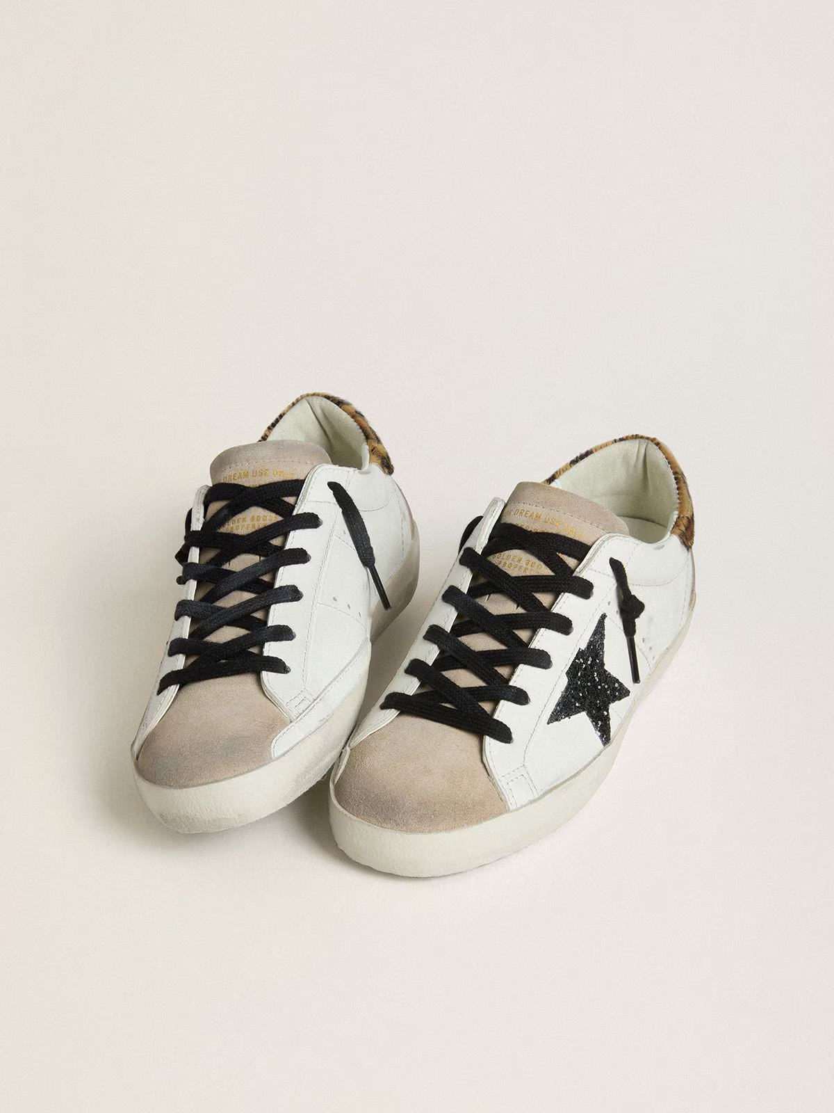 Golden Goose black glitter star leopard