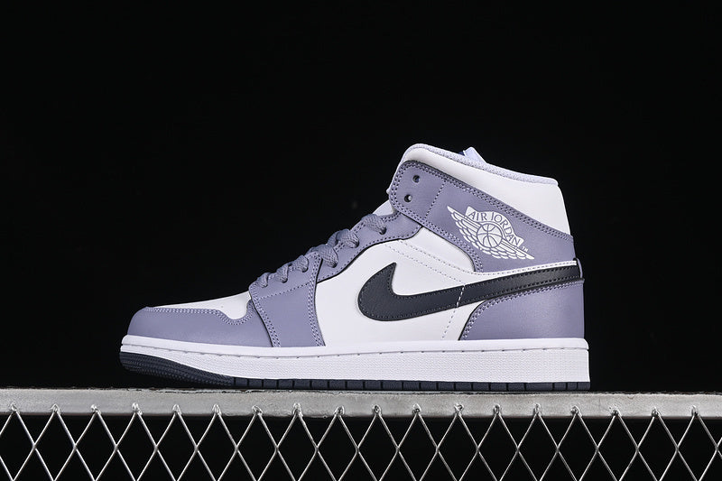 Jordan 1 Mid white purple