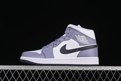 Jordan 1 Mid white purple