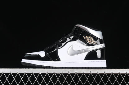 Jordan 1 Mid white black gold metallic