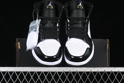Jordan 1 Mid white black gold metallic