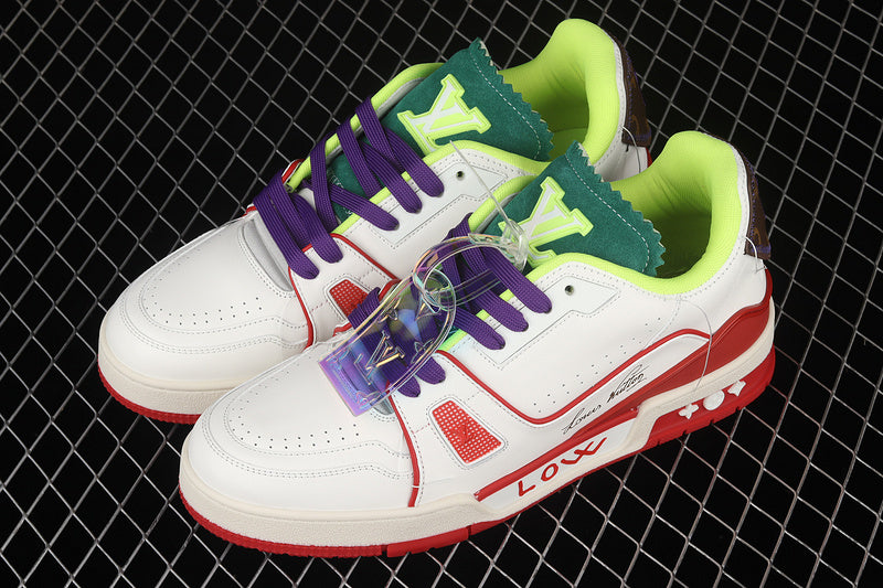 LV 2021S trainer white red purrple green