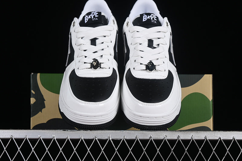 BAPE STA leather black white