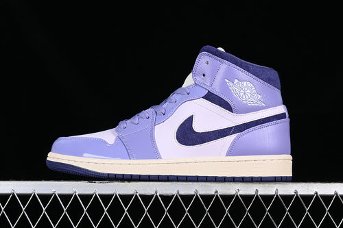 Jordan 1 Mid white purple