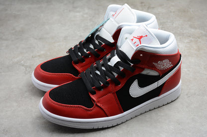 Jordan 1 Mid red black white