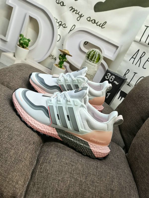 UltraBoost white grey pink