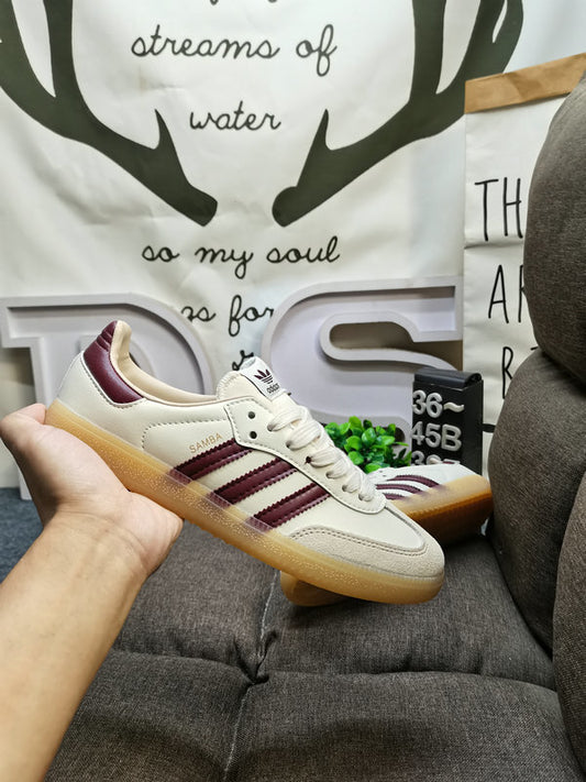 Samba white beige burgundy